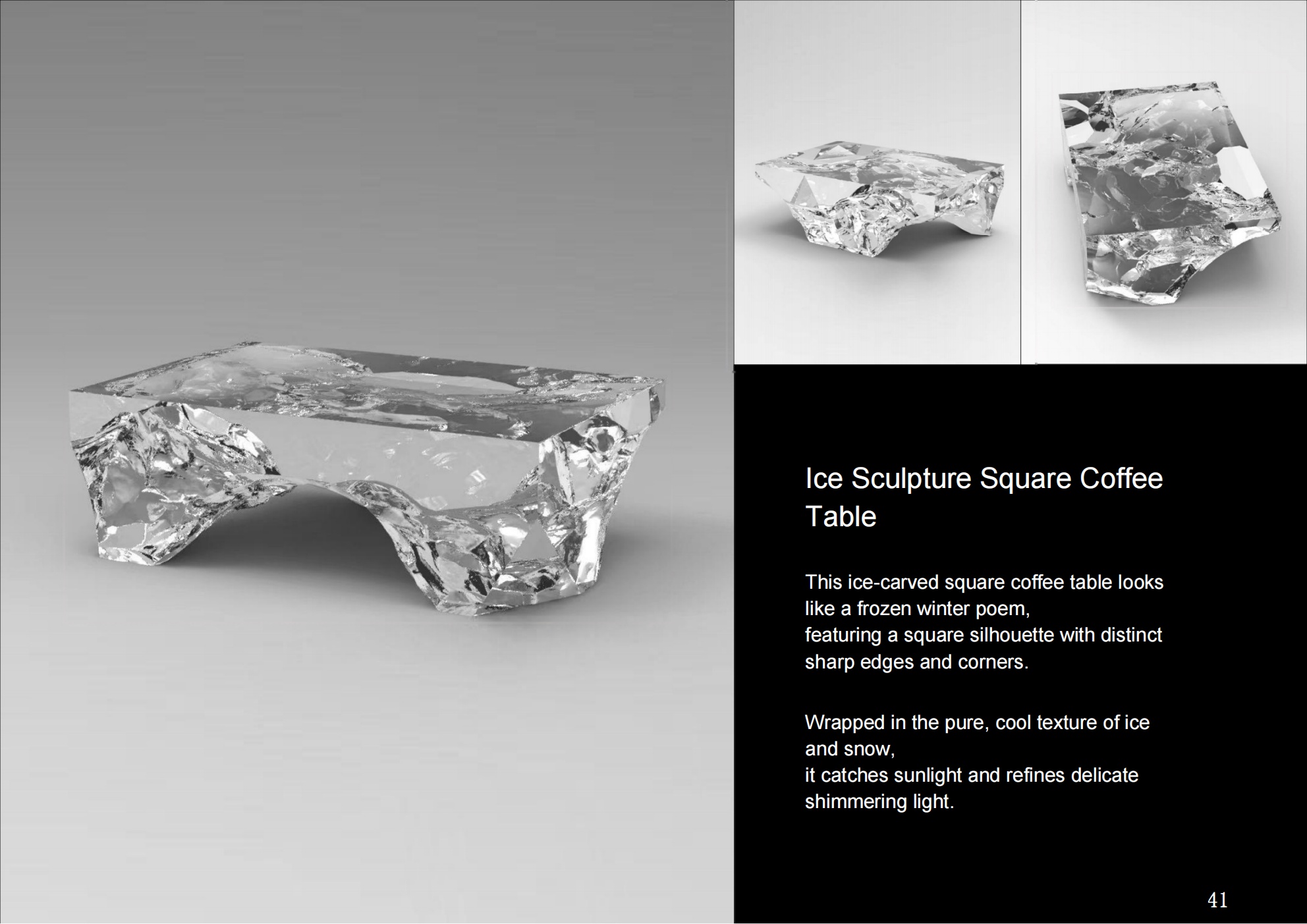Ice Carving Square Coffee Table